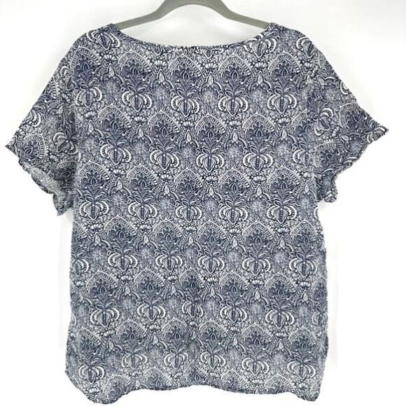 Rachel Zoe 100% Linen Boxy Floral Short Sleeve T Shirt Size 1X Plus Coastal - Picture 1 of 9